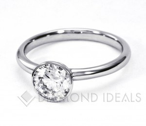 Bezel set diamond engagement ring
